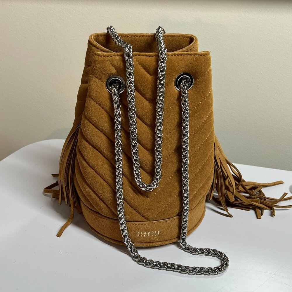 Claudie Pierlot Suede Fringe Bag Caramel